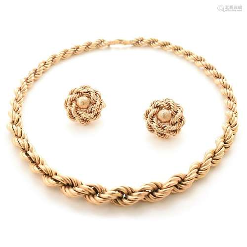 14k Yellow Gold Jewelry Suite.