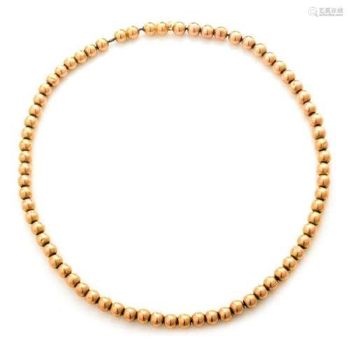 14k Yellow Gold Bead Necklace.