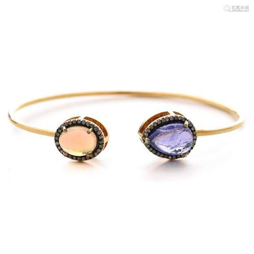 Tanzanite, Opal, Diamond, Vermeil Bracelet.