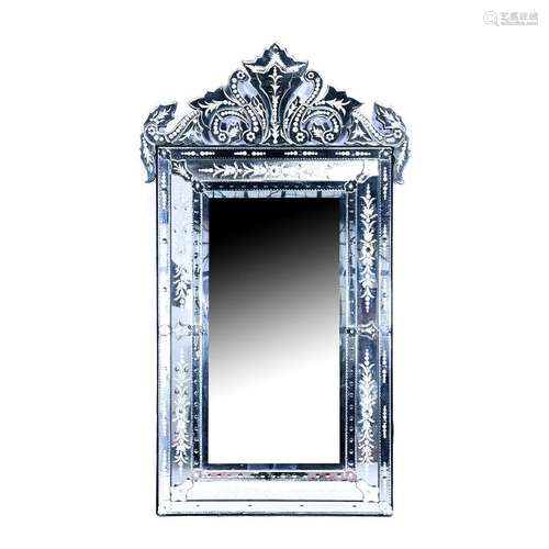 Large Venetian Baroque Style Etched Mirror