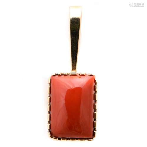 *Red Coral, 14k Yellow Gold Pendant.