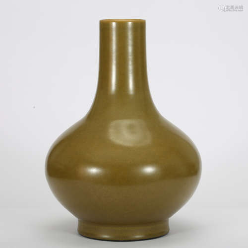 CHINESE TEA DUST GLAZED PORCELAIN VASE