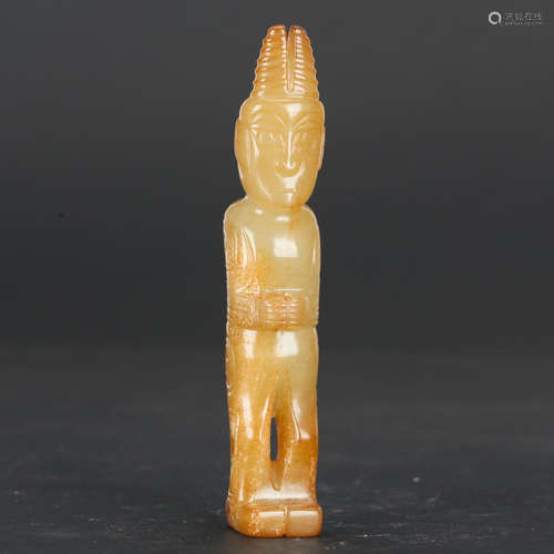 CHINESE ARCHAIC JADE CARVED FIGURINE