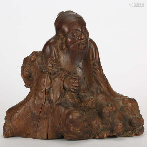 CHINESE WOOD CARVED SCHOLAR