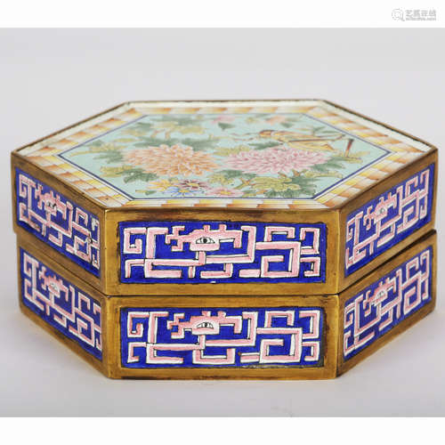 CHINESE BRONZE ENAMEL COVER BOX