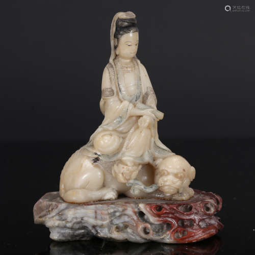 CHINESE SOAPSTONE CARVED GUANYIN