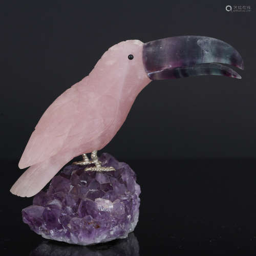 CHINESE CRYSTAL CARVED BIRD DISPLAY