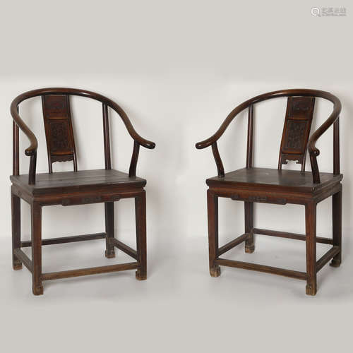 CHINESE ROSEWOOD HORSESHOE ARM CHAIR