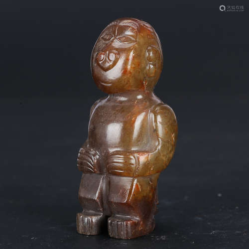 CHINESE ARCHAIC JADE CARVED FIGURINE