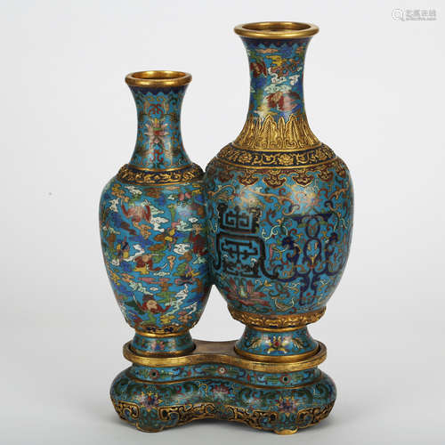 CHINESE CLOISONNE DOUBLE VASE