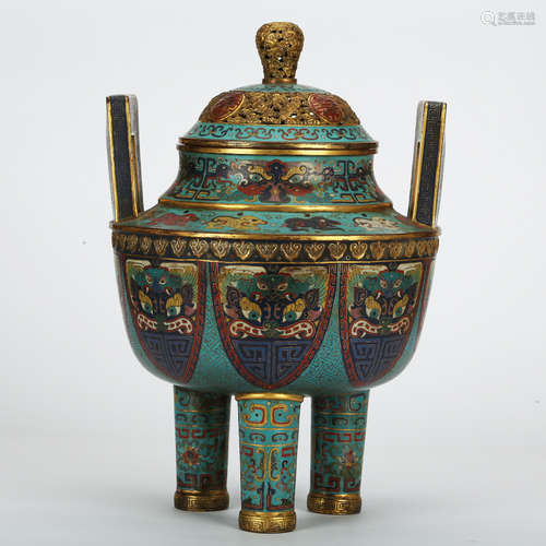 CHINESE CLOISONNE TRIPOD CENSER