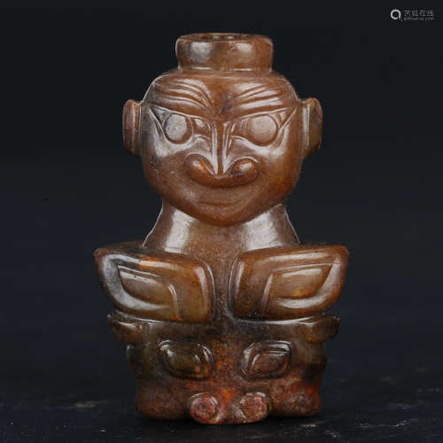 CHINESE ARCHAIC JADE CARVED FIGURINE