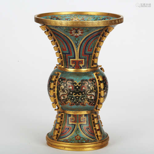 CHINESE CLOISONNE ARCHAIC DESIGN GU VASE