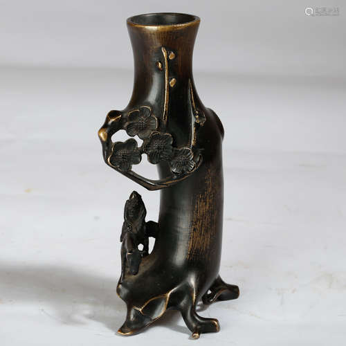 CHINESE BRONZE FLOWER VASE