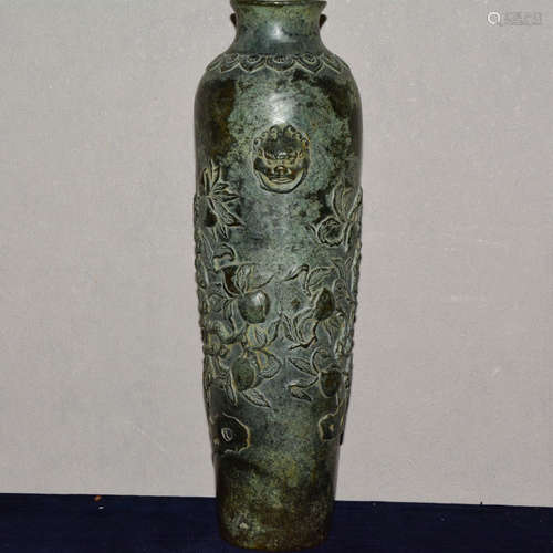 CHINESE BRONZE FOOLION MASK VASE