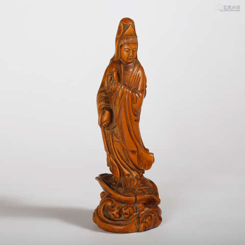 CHINESE BOXWOOD FIGURE OF GUANYIN