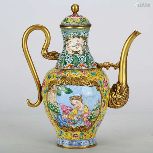 CHINESE CLOISONNE WINE PITCHER