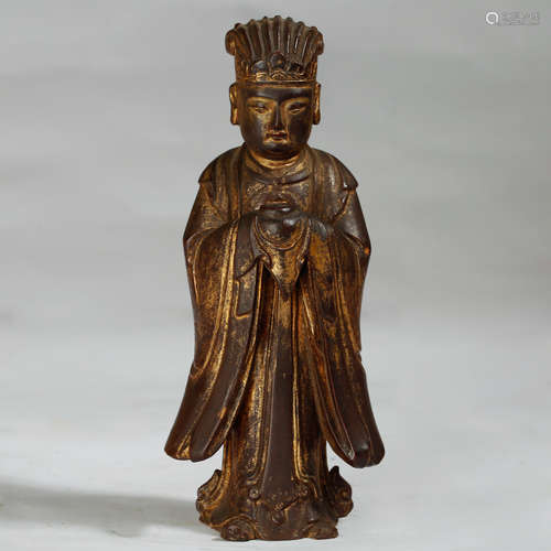 CHINESE GILDED WOOD FIGURINE