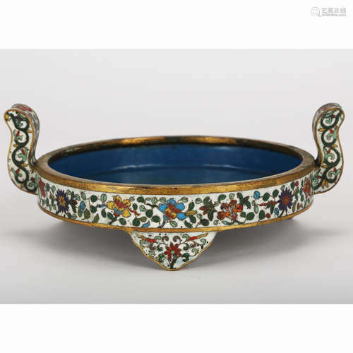 CHINESE CLOISONNE TWIN EAR CENSER