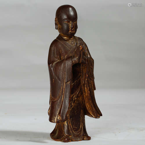 CHINESE GILDED WOOD FIGURINE