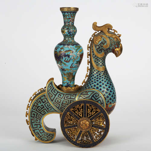 CHINESE CLOISONNE PHOENIX VESSEL