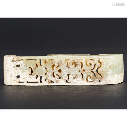 CHINESE ARCHAIC JADE SWORD ORNAMENT