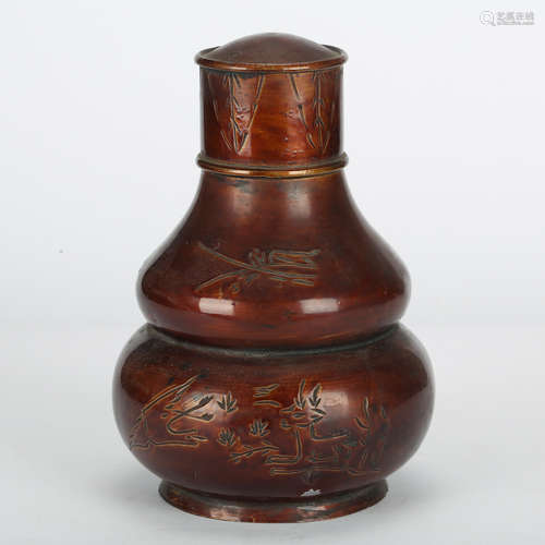 CHINESE BRONZE GOURD BOTTLE