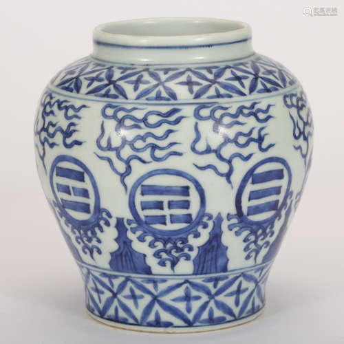 CHINESE BLUE AND WHITE PORCELAIN JAR