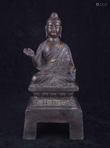 A BRONZE MOLDED WENSHU BUDDHA STATUE