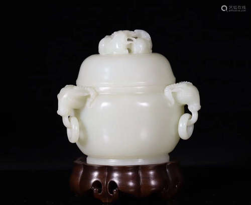 A OLD HETIAN JADE CARVED CENSER