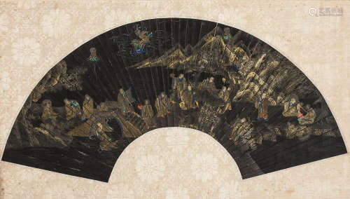 Late Qing Dynasty Fan-Shaped Painting