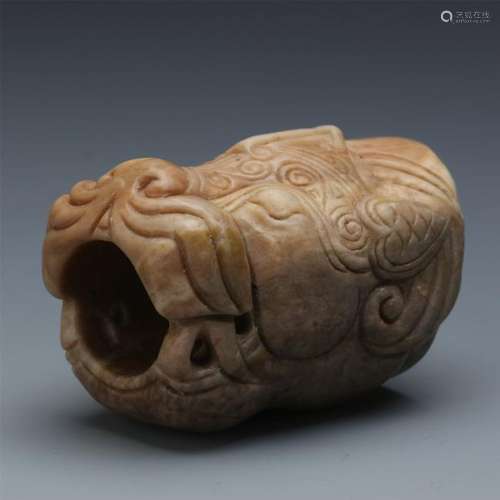 CHINESE NEPHRITE JADE BEAST ARCHER'S RING