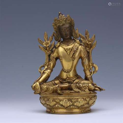 CHINESE GILT BRONZE SEATED TARA