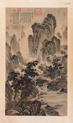 CHINESE SCROLL PAINTING OF MOUNTAIN VIEWS