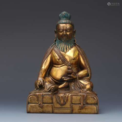 CHINESE GILT BRONZE SEATED LOHAN