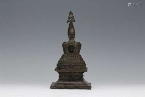 CHINESE BRONZE BUDDHIST TOWER NICHE