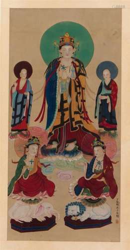 CHINESE SCROLL PAINTING OF BUDDHA