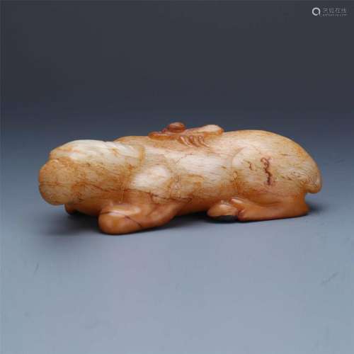 CHINESE NEPHRITE JADE COUCHING OX