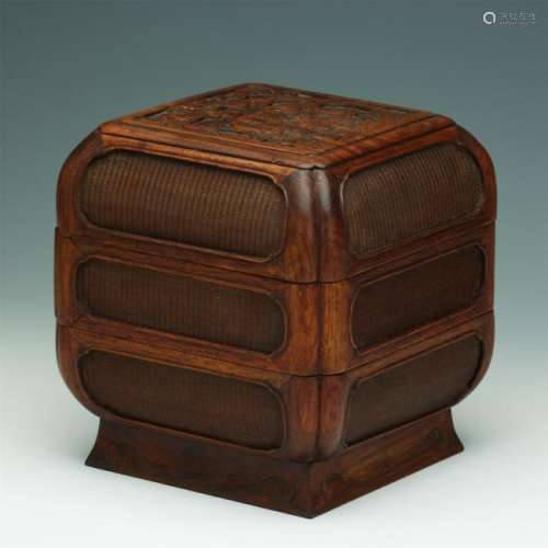 CHINESE HARDWOOD HUANGHUALI FOOD CONTAINER
