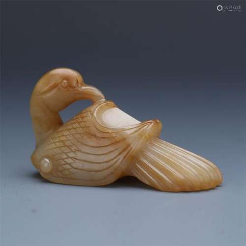 CHINESE NEPHRITE JADE BRID BRUSH HOLDER