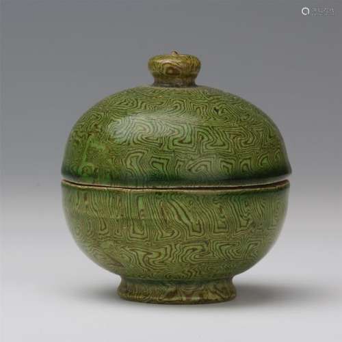 CHINESE PORCELAIN TWISTED GLAZE LIDDED JAR