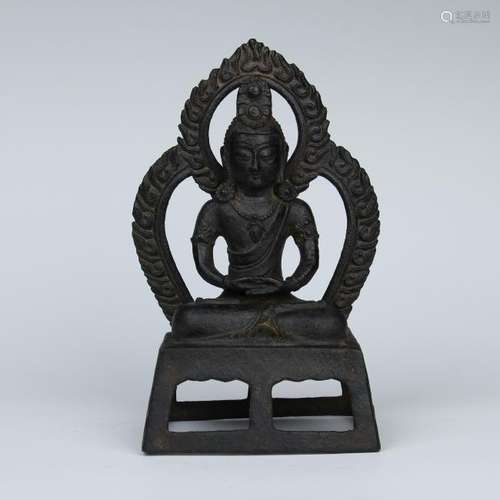 CHINESE BRONZE SEATED GUANYIN