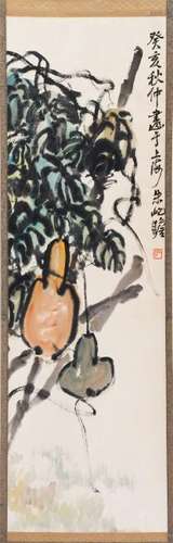 CHINESE SCROLL PAINTING OF GOURDS