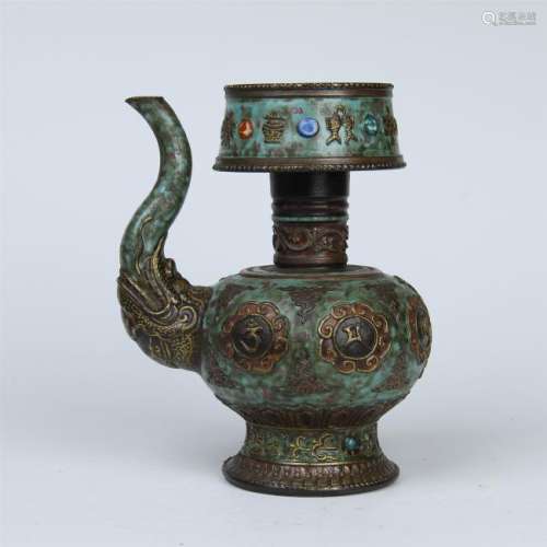 CHINESE COLOR PAINTED YIXING ZISHA CLAY WINE KETTLE