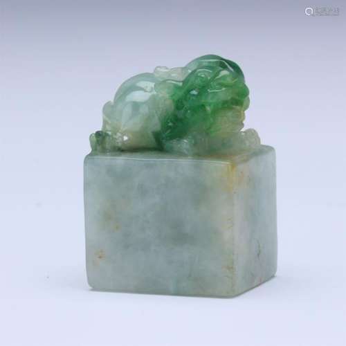 CHINESE JADEITE BEAST SEAL