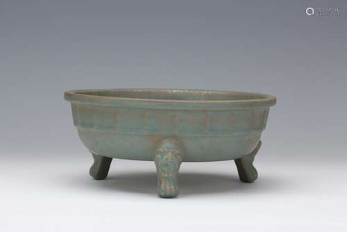 CHINESE CELADON GLAZE TRIPLE FEET CENSER