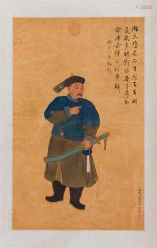 CHINESE SCROLL PAINTING OF WARRIOR