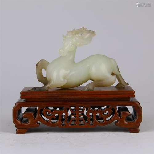 CHINESE JADE DEER TABLE ITEM