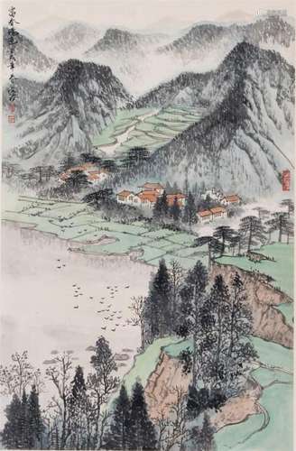 CHINESE SCROLL PAINTING OF MOUNTAIN VIEWS