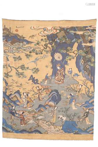 CHINESE KESI EMBROIDERY TAPESTRY OF IMMORTALS IN MOUNTAIN